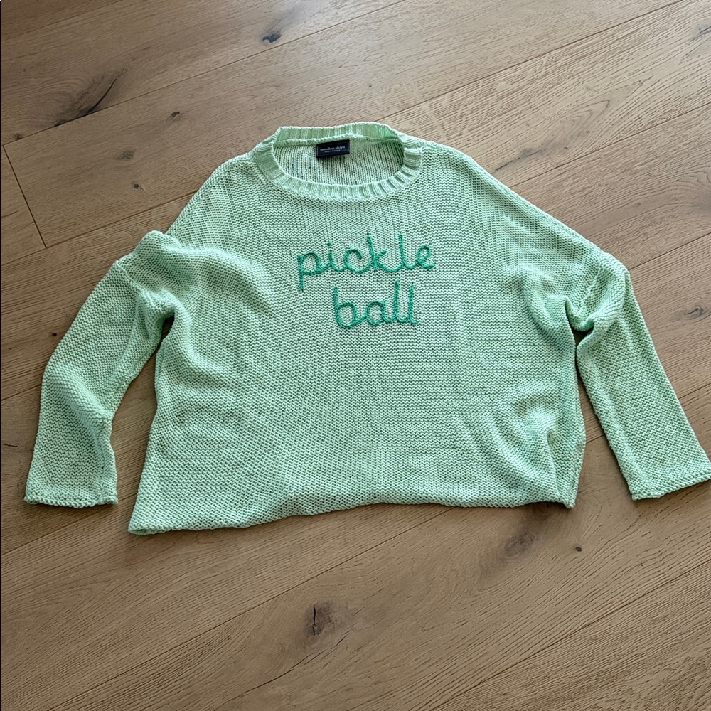 Wooden Ships Sweater Pickle Ball Green Lightweight S/M - Picture 2 of 8